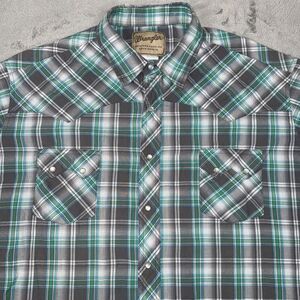 Vintage Wrangler Shirt Mens XXXL Pearl Snap‎ Sawtooth Rockabilly Western Ranch